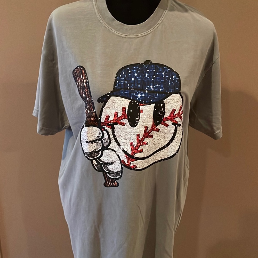 🎉⚾️ NEW LAST ONE!! Baseball Smiley T-Shirt Tee Size Large Gifts